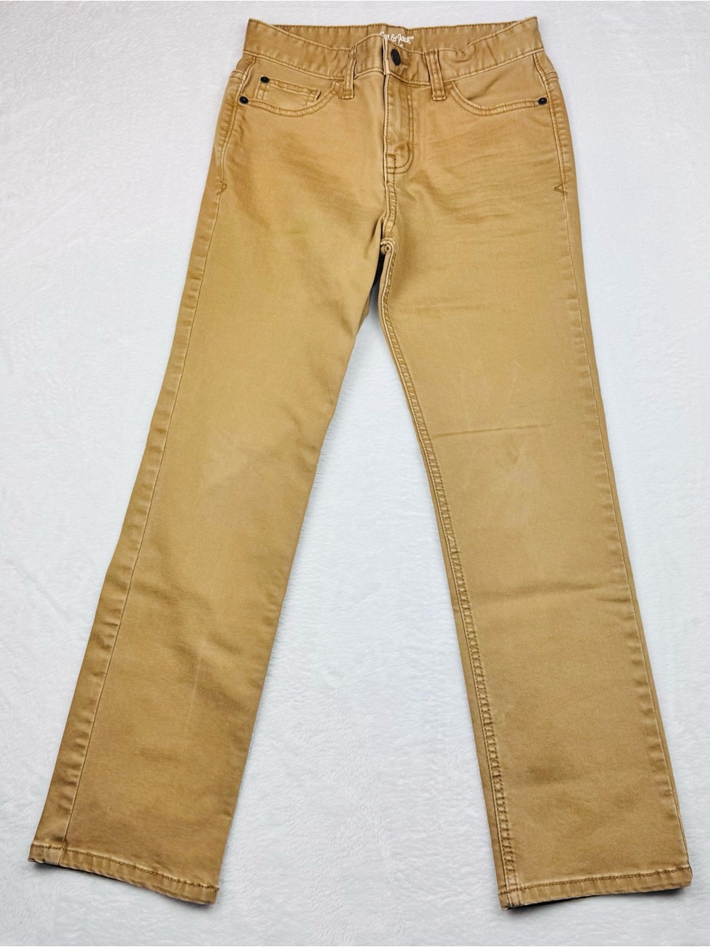 Cat & Jack Khaki Colored Denim Jeans. Boys size 12. Straight leg.